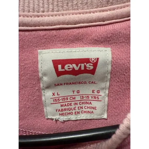 Levi’s Teenager Meet and Greet Pink Colorblocked Crewneck Girls XL - Picture 3 of 6